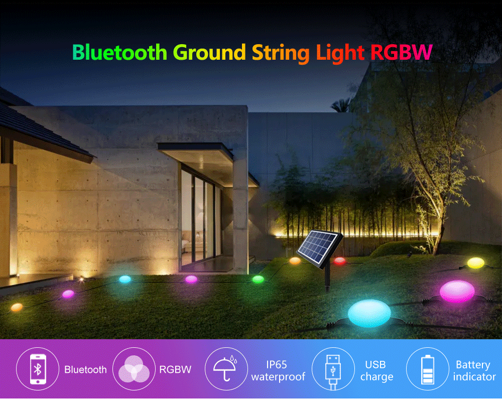 Solar Smart RGBW Ground LED String Light - Shenzhen Haoyang Lighting Co., Ltd. - GL-2710-SS-2R